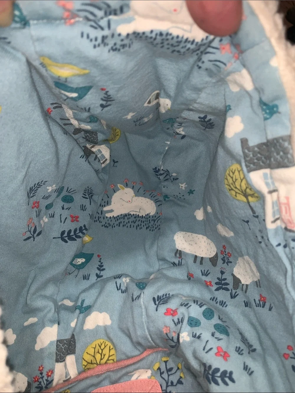 Baby Boden Cream Sherpa Hooded Puffer with Bear-Ear Hood